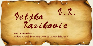 Veljko Kašiković vizit kartica